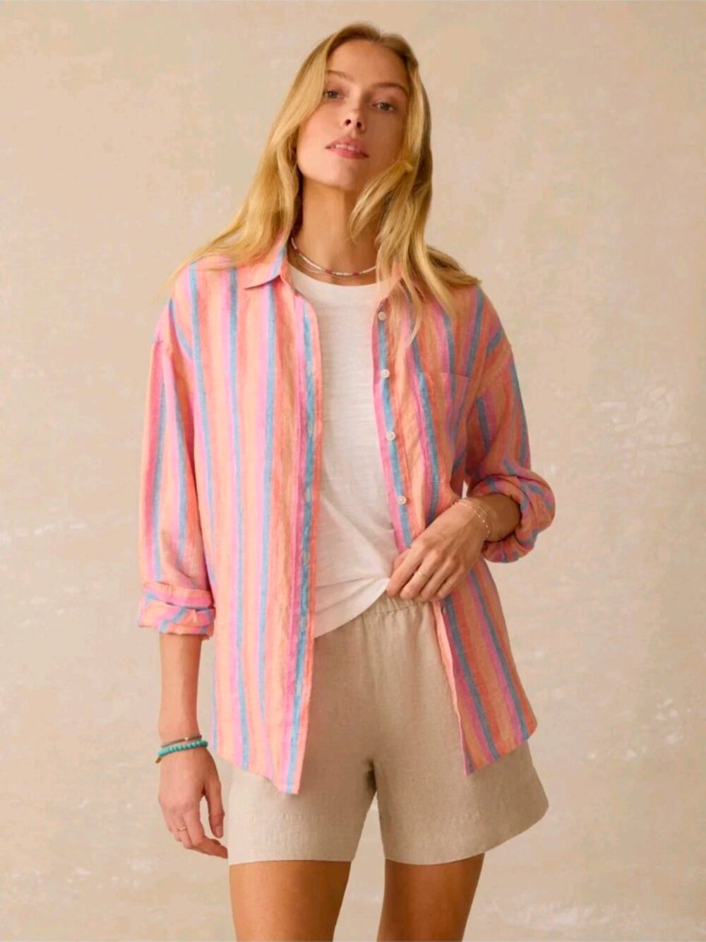 Faherty Laguna Linen Shirt Cabana Multi Stripe NEW NWT Size XL $168 Resort Coast